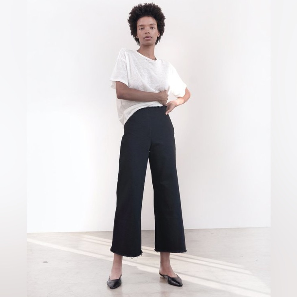 Shaina Mote Apollo pant size 4 in faded black, raw hems, high waist, side zip